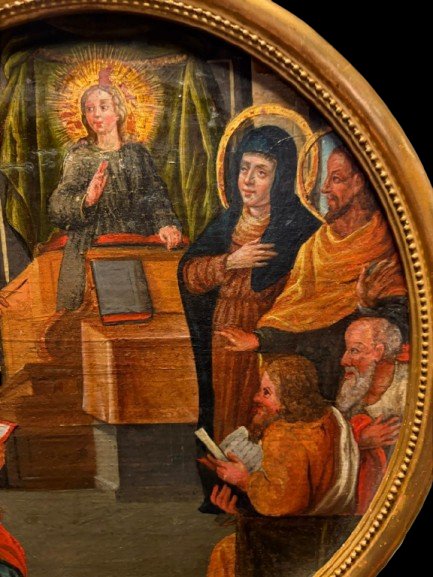 Paire de tableaux religieux français du XVIIIe siècle – Crucifixion et Jésus parmi les Doc-photo-1