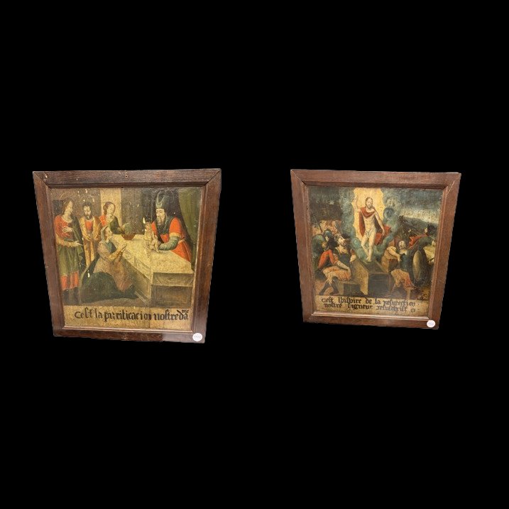 Tableau Icône  religieux français double face du XVIIIe siècle – Purification de la Vierge 