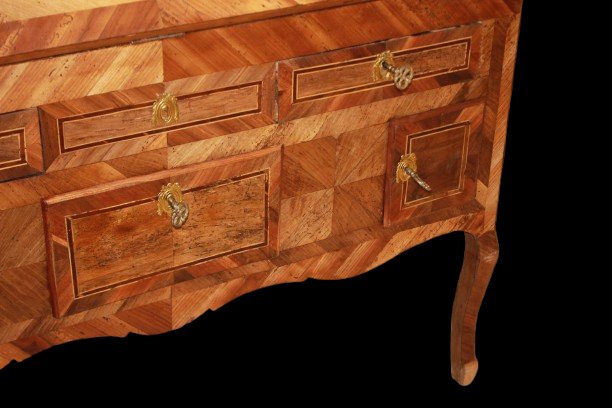 Bureau à pente Louis XV XVIIIe Siècle, Marqueterie de Bois Fruitiers-photo-1