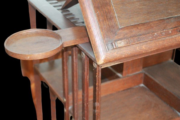 Bibliothèque Tournante Anglaise en Chêne de Style Victorien – XIXe Siècle-photo-1