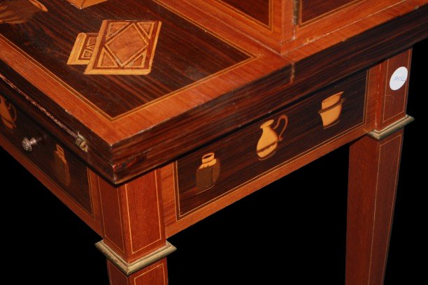 Small Louis XVI-style Writing Desk With A Top Section And Elaborate Inlay Decoration-photo-3