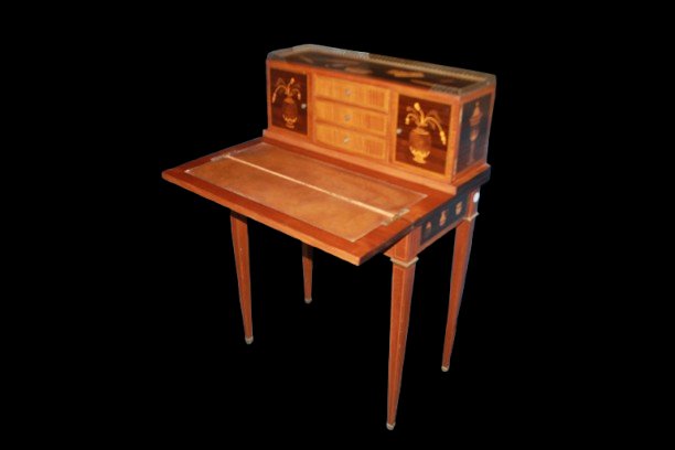 Small Louis XVI-style Writing Desk With A Top Section And Elaborate Inlay Decoration-photo-4