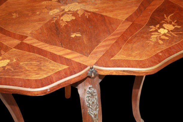 19th-century French Louis XV-style Coffee Table With Folding Wings-photo-3