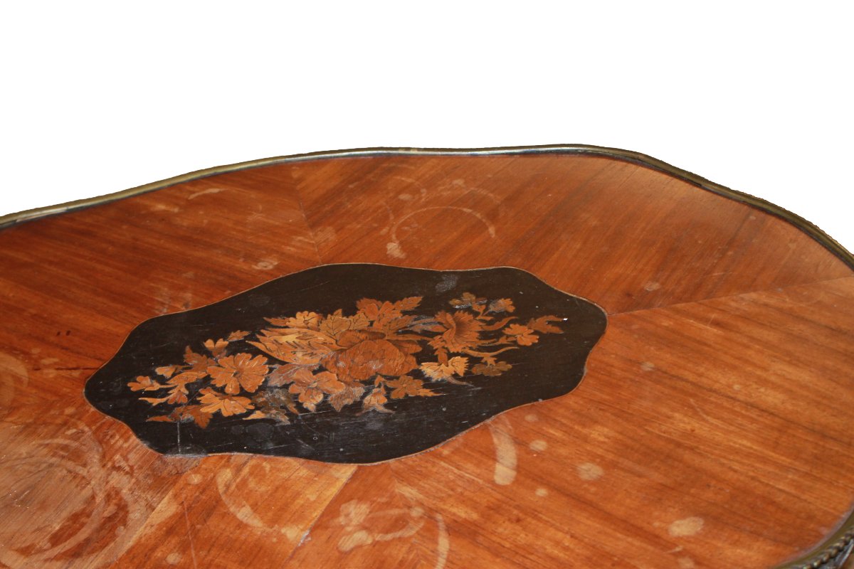 French Sail-shaped Coffee Table In Rosewood, Louis XV Style, Second Half Of The 19th Century-photo-1