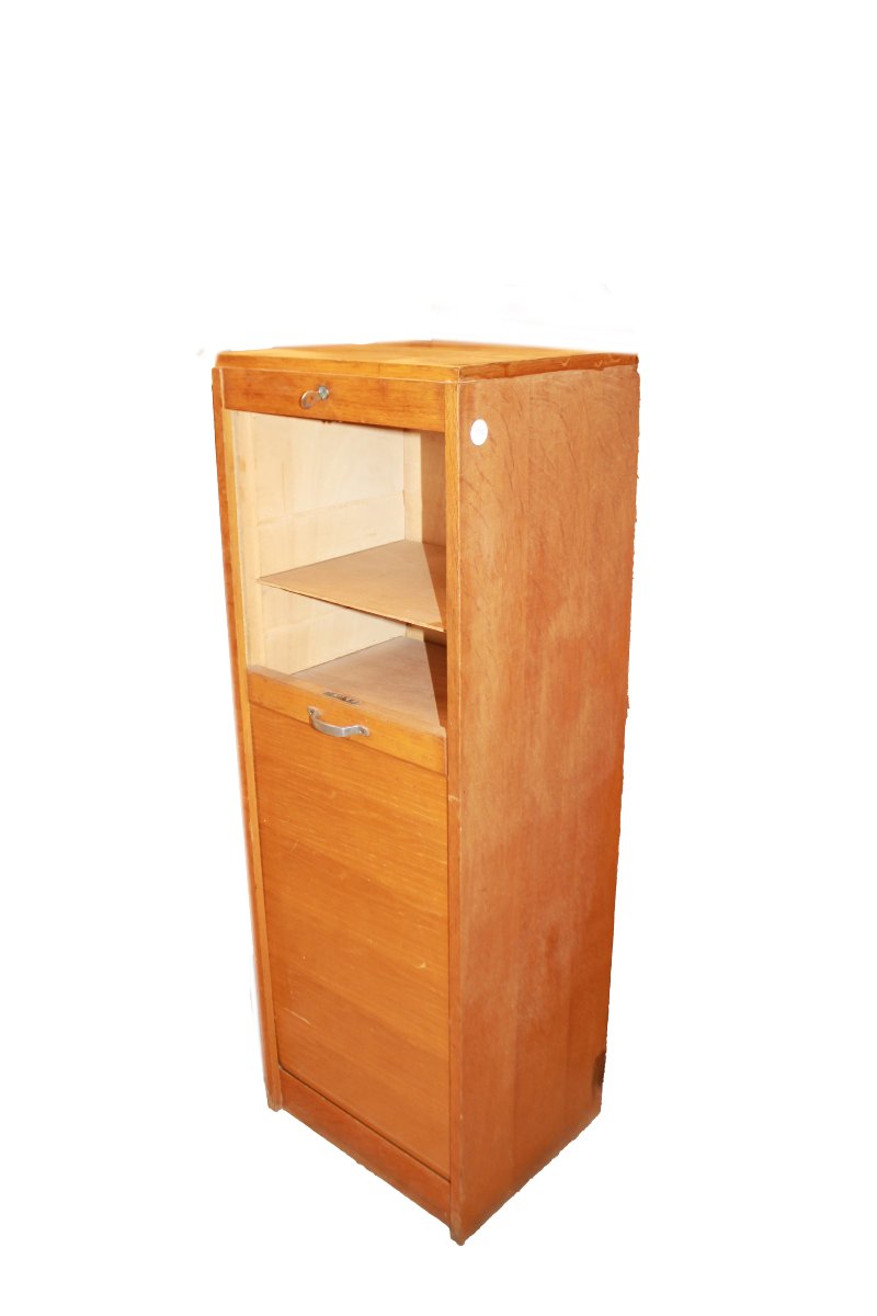 Oak Roll-top Office Document Cabinet, Early 20th Century-photo-3