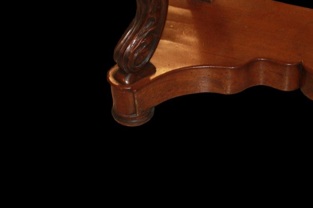 Console Française Ancienne de Style Louis-Philippe en Noyer avec Plateau en Marbre Gris – XIX-photo-4