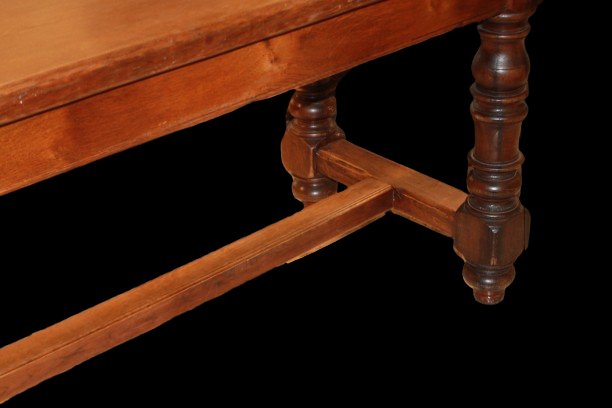 Grande Table de Réfectoire Française en Chêne Massif – XIXe Siècle-photo-3