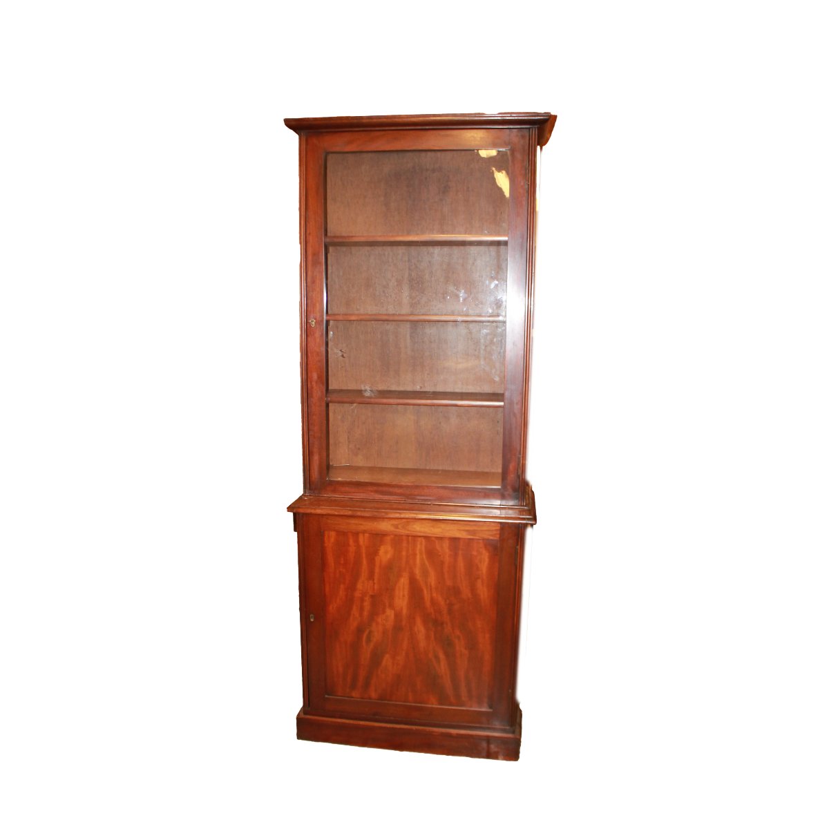 Victorian English Display Bookcase, Mid-19th Century – Mahogany With Glass Door
