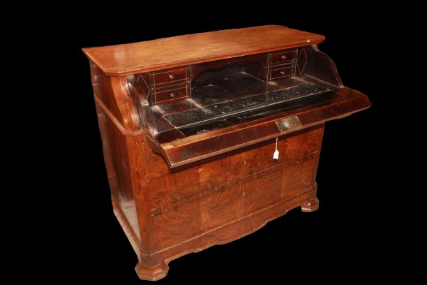 Commode Ancienne Française en Noyer avec Abattant Secrétaire, Style Louis-Philippe, XIXe Siècle-photo-4