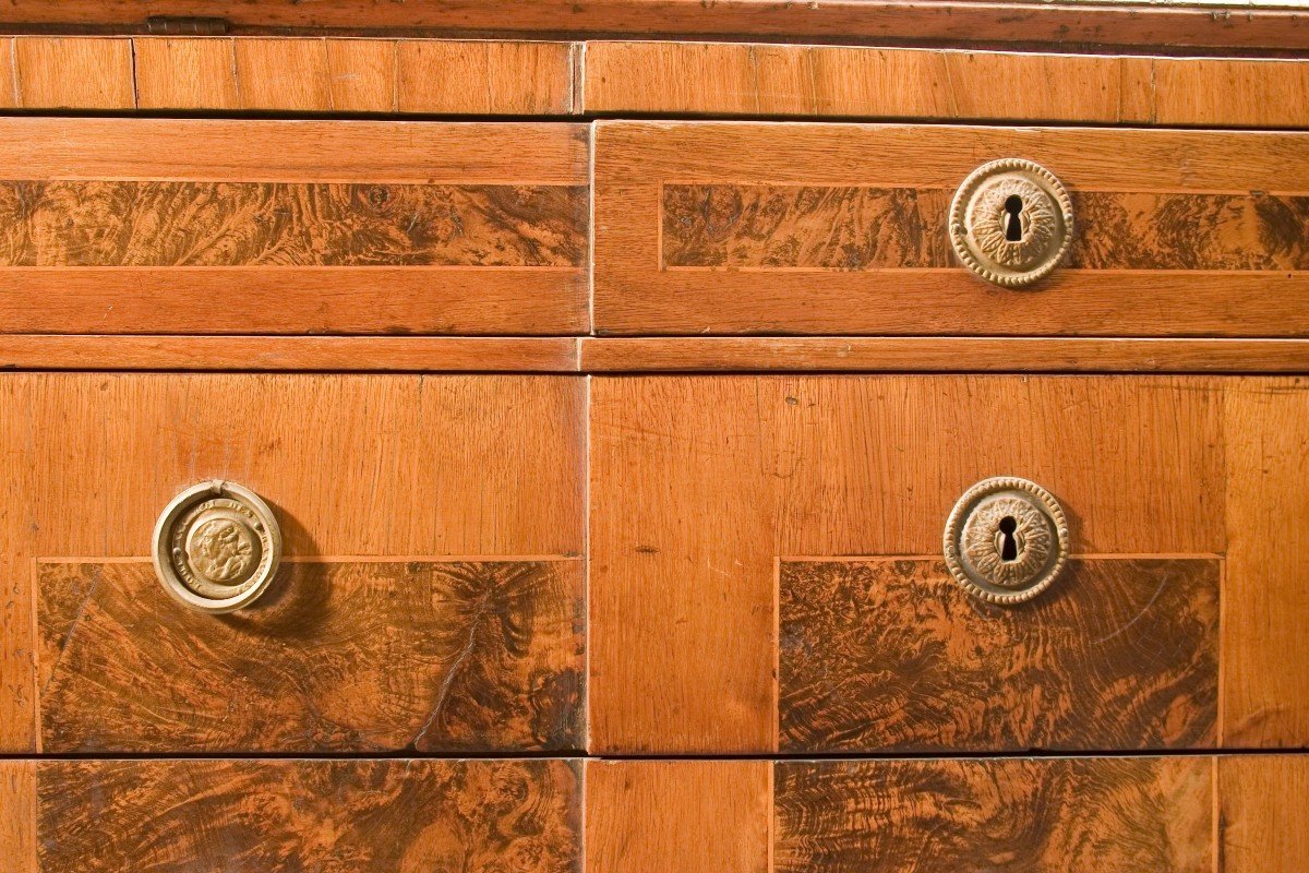 Italian Chest Of Drawers In Elm And Heather From The 1700s With 3 Drawers And Flap-photo-3