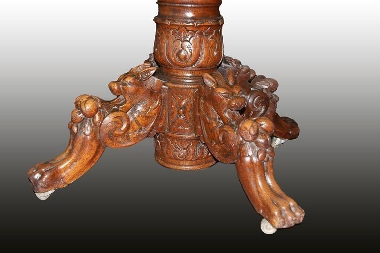 1800s French Louis Philippe Style Extendable Table With Griffins-photo-2
