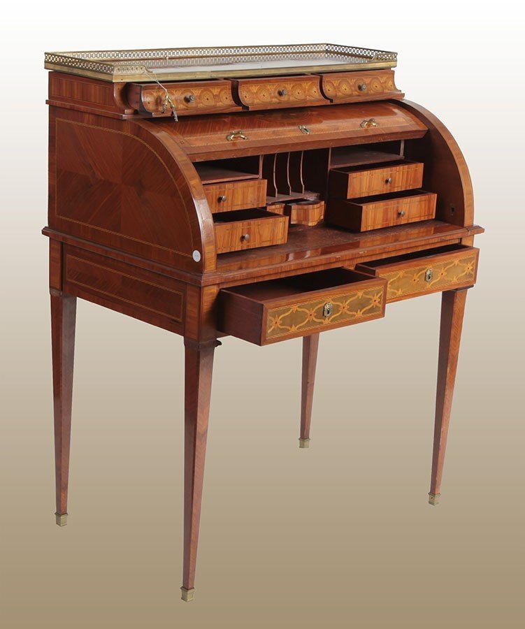 Louis XVI Style French Rosewood Rolling Desk 1800s-photo-2