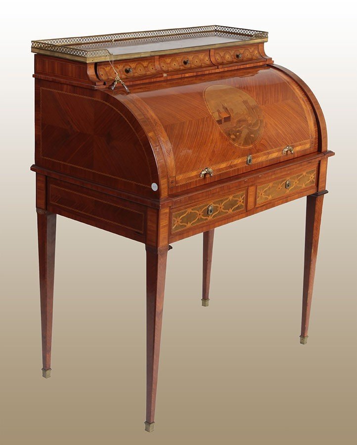 Bureau à Roulettes Français En Bois De Rose De Style Louis XVI Des Années 1800