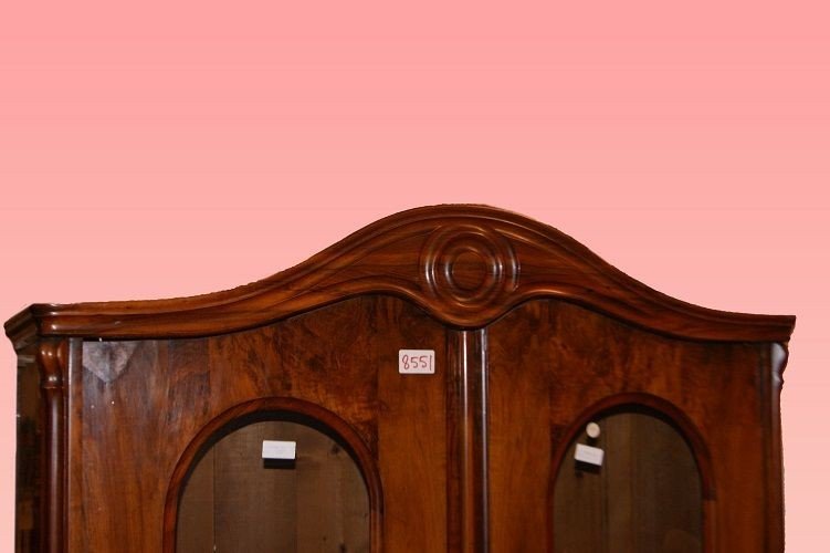 1800s Northern European Biedermeier Style Display Cabinet In Walnut Wood-photo-3