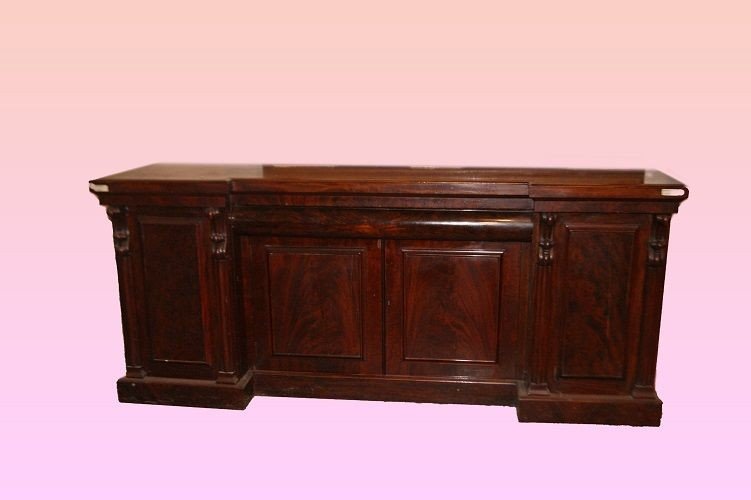 Large English Mahogany Serving Sideboard In Victorian Style From The 1800s-photo-2