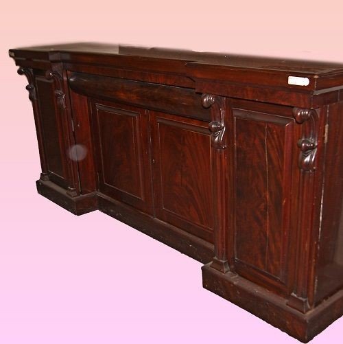 Large English Mahogany Serving Sideboard In Victorian Style From The 1800s-photo-3