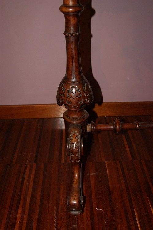 Irish Burl Walnut Game Table From The 1800s With Rich Carvings, Magnificent-photo-2