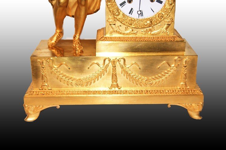 Parisian Table Clock From The 1800s Empire Man With Lyre-photo-4