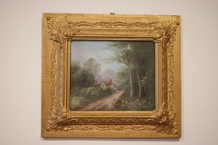 Pair Of English Oils On Cardboard English Landscapes From 1900-photo-1