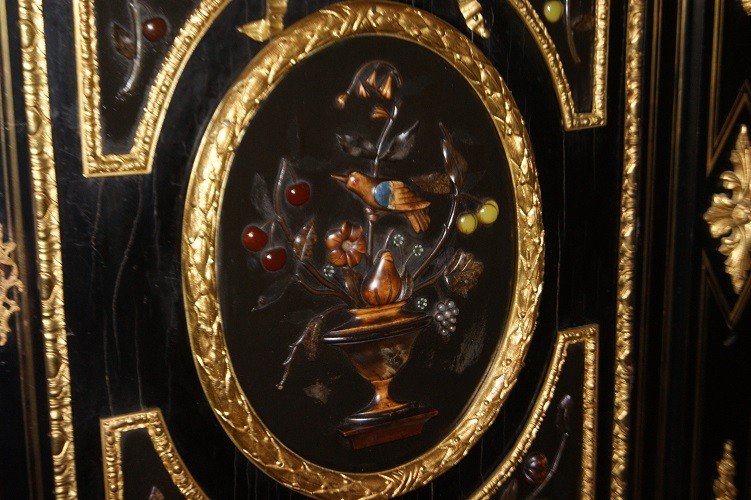  Superbe Servante Boulle Des Années 1800 Avec Bronzes Et Pierres Semi-précieuses-photo-1