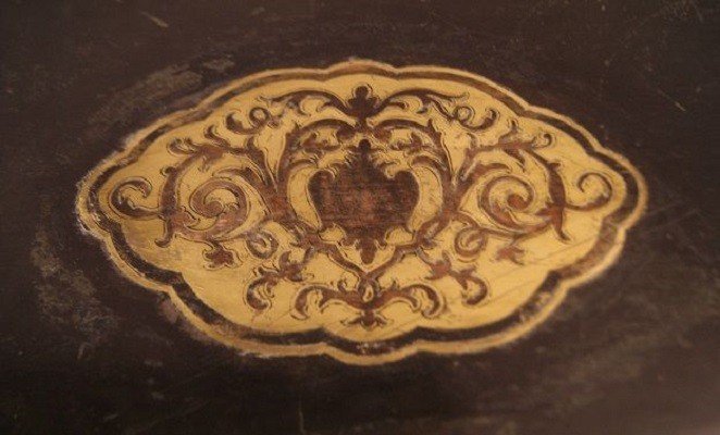 Table à Jeux De Style Boulle En Bois Noirci Des Années 1800-photo-1