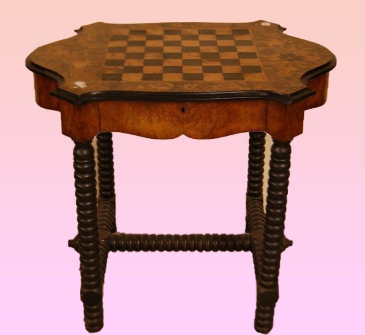 Table De Jeu En Loupe Anglaise Avec échiquier Des Années 1800