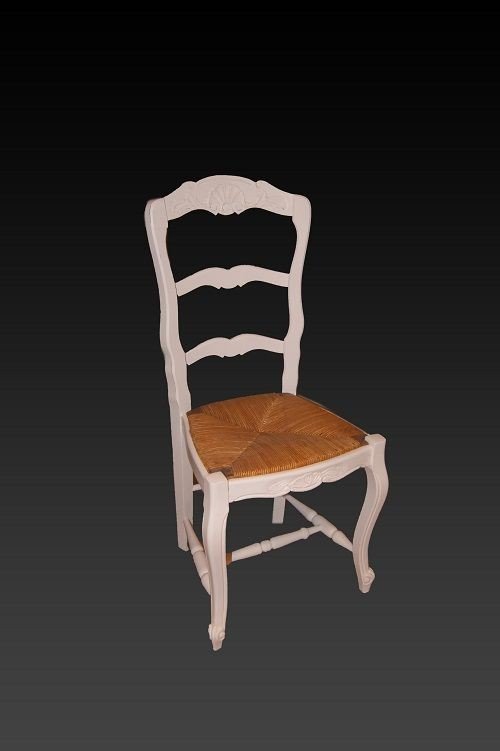 Set Of 6 Pickled, Lacquered French Provençal Style Chairs From The Late 1800s-photo-2