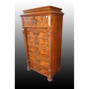 Northern European Biedermeier Style Secretaire In Burr Walnut