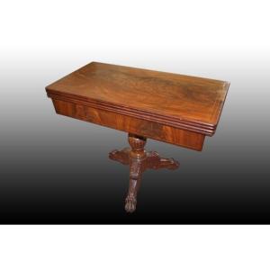 Beautiful French Charles X Style Game Table In Mahogany Wood
