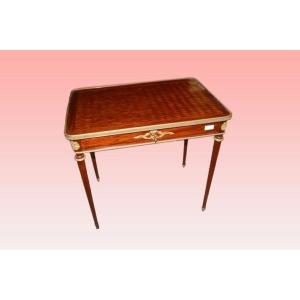 Superb Louis XVI Style Writing Desk With Marquetterie Top