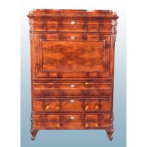 Secretary Of Northern Europe From The 1800s In Mahogany And Mahogany Feather