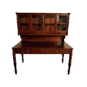 1800s Italian Genoese Writing Desk With Showcase Shelf