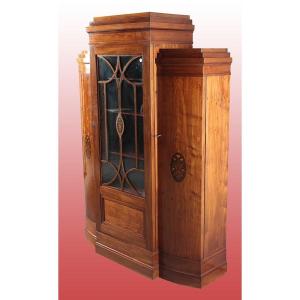 Mahogany Showcase With Floral Inlays