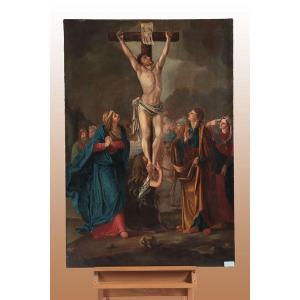 Oil On Canvas Depicting The Crucifixion. Origin: Northern Italy Late 18th Century 