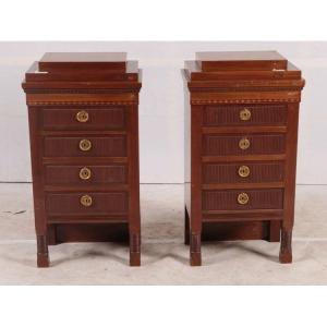 Pair Of Northern European Bedside Tables From The Second Half Of The 1800s, Biedermeier Style, 