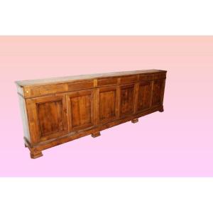 Large French Sideboard Of 3 Meters And 50 Cm, Empire Style From The Mid-1800s, In Cherry Wood. 