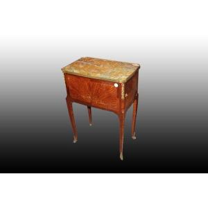 French Parisian Bedside Cabinet From The 19th Century With Marble And Louis XV-style Bronzes