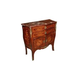 French Small Chest Of Drawers With Drawers And 2 Doors In The Louis XV Style Of The 19th Centur