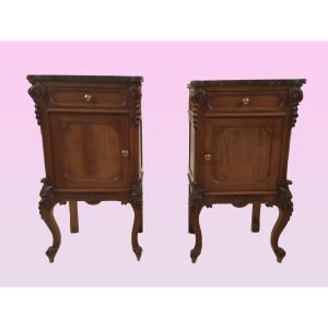 Pair Of Italian Louis Philippe Style Bedside Tables From The 1800s