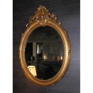 Miroir Ovale Horizontal Français Des Années 1800 Louis XV