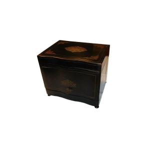 French Boulle-style Liquor Box From The Second Half Of The 19th Century In Ebonized Wood