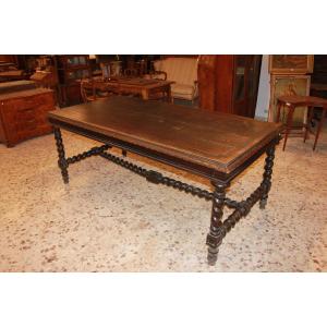 Large French Table From The Early 1800s In Walnut Wood With Carvings