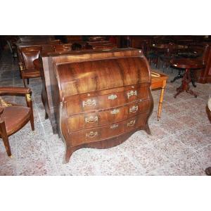 Dutch Roll-top Commode From The Early 1800s In Louis XV Style, Made Of Mahogany Wood