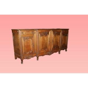 Large 19th-century Provençal Sideboard With Oak Wood Carvings