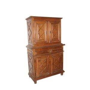 Small French Double-bodied Cabinet From The 18th Century With 4 Doors And Drawers