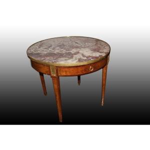 Beautiful 19th-century French Coffee Table In Louis XVI Style With Marble