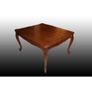 Extendable Square Provençal Table In Walnut Wood From The 19th Century