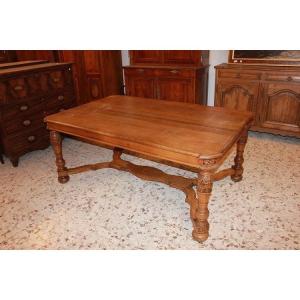 French Extendable Rustic Table From The Second Half Of The 19th Century In Oak Wood