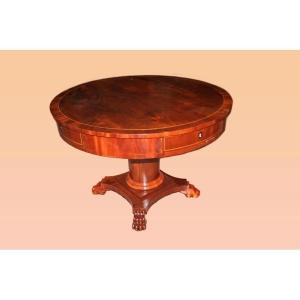 Table Circulaire Avec Tiroirs Style Biedermeier Europe Du Nord  De 1800 Restauré