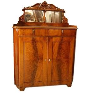 High Sideboard, Northern Europe From The Mid 1800s, Biedermeier Style In Mahogany Feather